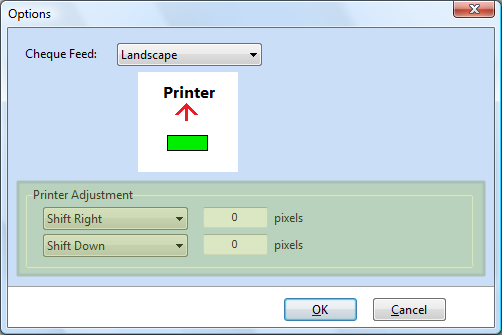 Printer Adjustment Setting for Cheque Printing Software