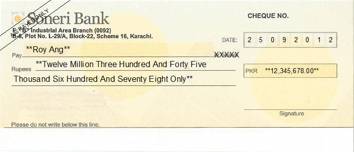 Cheque Writing/ Printing Software for Pakistan Banks